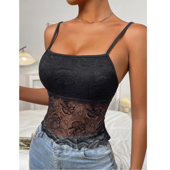 Butterfly Back Black Lace Cami Top - Picture 6 of 7